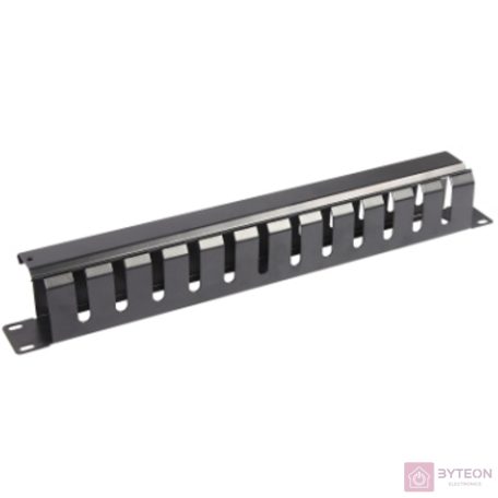 WP 2U horizontal cable managment panel with Black cover RAL 9005, 483x88mm