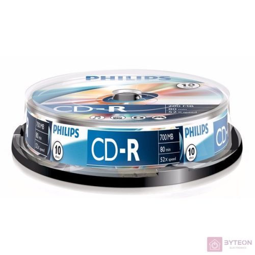Philips CD-R 80 52x 10db/henger (10-es címke)