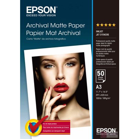 Epson Archival Matte Paper, DIN A3, 192g/m?, 50 Sheet