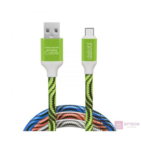 Delight USB Type-C adatkábel szövet bevonat 1m több színben
