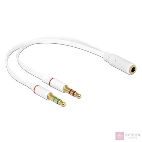 DeLock Headset Adapter 1x 3.5mm 4 pin Stereo jack female > 2x 3.5 mm 3 pin Stereo jack male (iPhone)