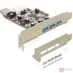   DeLock PCI-e Bővítíkártya 3x külső + 1x belső USB 3.0 port
