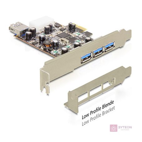 DeLock PCI-e Bővítíkártya 3x külső + 1x belső USB 3.0 port