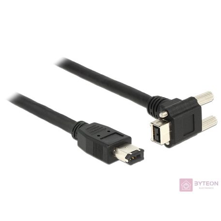 DeLock Cable FireWire 9 pin male 90° angled with screws > 6 pin male 3m