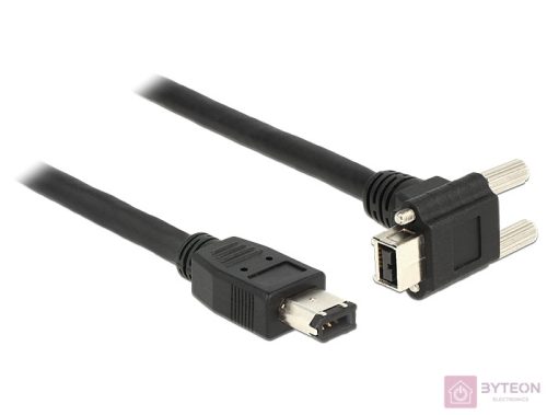 DeLock Cable FireWire 9 pin male 90° angled with screws > 6 pin male 3m