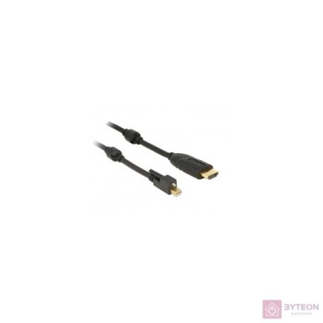 DeLock Cable mini Displayport 1.2 male with screw > HDMI male 4K Active Black 5m
