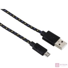 Hama MicroUSB Adatkábel Szövet Black