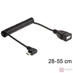   DeLock USB micro-B male angled > USB 2.0-A female OTG coiled Cable Black