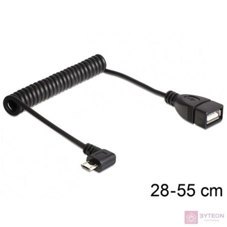 DeLock USB micro-B male angled > USB 2.0-A female OTG coiled Cable Black