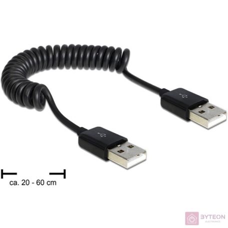 DeLock Cable USB 2.0-A male / male coiled cable