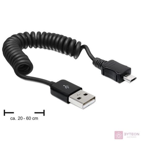 DeLock Cable USB 2.0-A male > USB micro-B male coiled cable