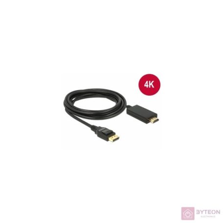 DeLock DisplayPort 1.2 male > High Speed HDMI-A male passive 4K 3m cable Black