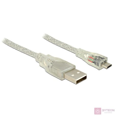 DeLock USB 2.0 Type-A male > USB 2.0 Micro-B male 1m cable Transparent