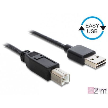 DeLock Cable EASY-USB 2.0 Type-A male > USB 2.0 Type-B male 2m Black