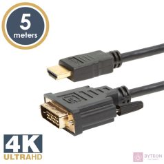 Delight DVI-D (Dual Link) - HDMI kábel 5m Black aranyozott
