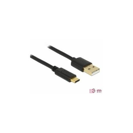 DeLock USB 2.0 Type-A to Type-C 3m cable Black