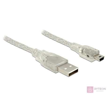 DeLock Cable USB 2.0 Type-A male > USB 2.0 Mini-B male 0,5m transparent