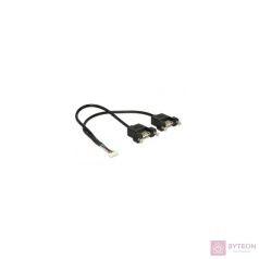   DeLock Cable USB 2.0 pin header female 1.25 mm 8 pin > 2x USB 2.0 Type-A female panel-mount 25cm