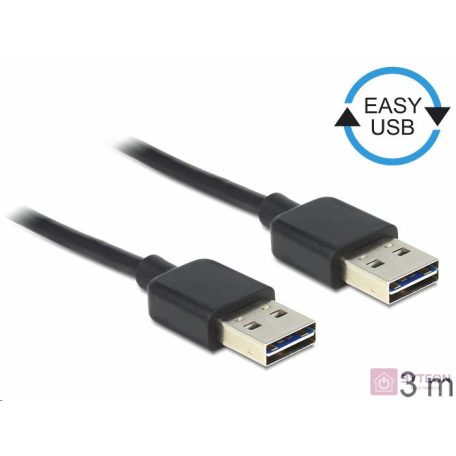 DeLock Cable EASY-USB 2.0 Type-A male > EASY-USB 2.0 Type-A male 3m Black