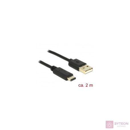 DeLock Cable USB 2.0 Type-A male > USB Type-C 2.0 male 2m Black