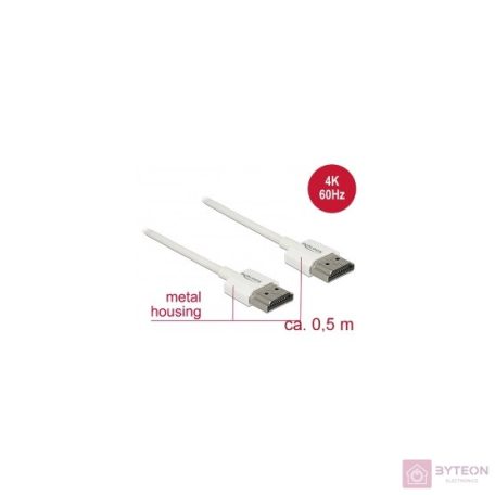 DeLock Cable High Speed HDMI with Ethernet - HDMI-A male > HDMI-A male 3D 4K 0,5m Slim High Quality