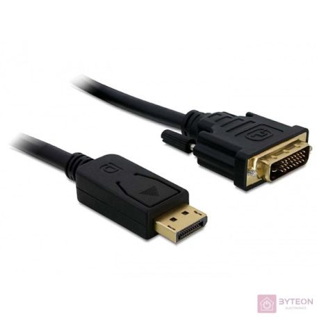 DeLock Displayport 1.2 male > DVI-I (Dual Link) male passive cable 2m Black