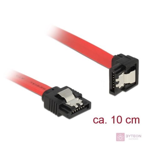DeLock SATA 6 Gb/s male straight > SATA male downwards angled 10 cm red metal cable