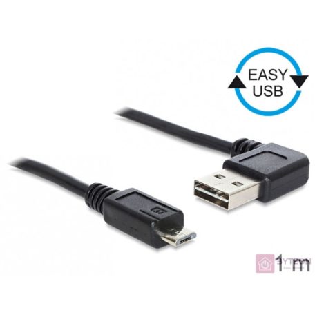 DeLock Cable EASY-USB 2.0 Type-A male angled left / right > USB 2.0 Type Micro-B male 1m