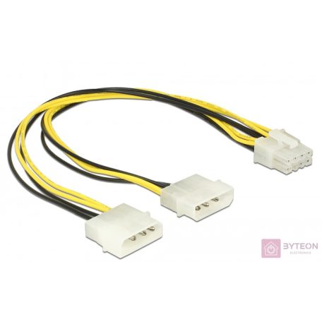 DeLock Power cable 2x 4 pin Molex male > 8 pin EPS male 30cm