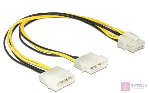 DeLock Power cable 2x 4 pin Molex male > 8 pin EPS male 30cm