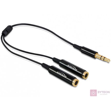 DeLock Cable audio splitter stereo jack male 3.5mm 3 pin > 2 x stereo jack female 3.5mm 3 pin 25cm