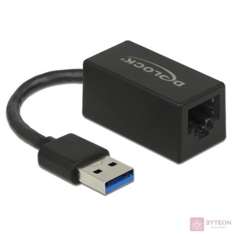 DeLock SuperSpeed USB3.1 Type-A male > Gigabit LAN 10/100/1000 Mbps compact Adapter Black