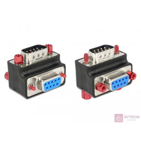 DeLock D-Sub 9 pin male > female 90° angled Nut and Screw changeable Adapter 