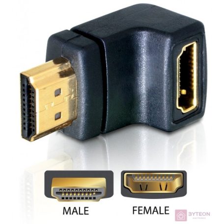 DeLock Adapter HDMI male > HDMI female 90° down