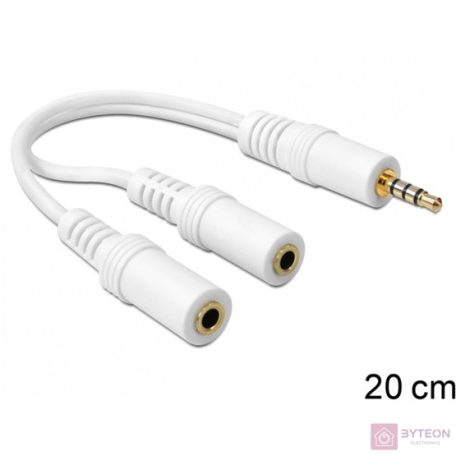 DeLock Headset Adapter 1x 3.5mm 4 pin Stereo jack male > 2x 3.5mm 3 pin Stereo jack female