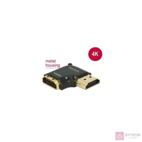 DeLock Adapter High Speed HDMI with Ethernet – HDMI-A female > HDMI-A male 4K 90° angled right Black
