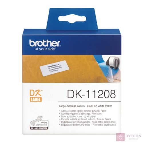 Brother DK-11208 elővágott öntapadós címke 400db/tekercs 38mm x 90mm White