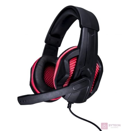 Gembird Gaming microphone & stereo headphones with volume control, black/red