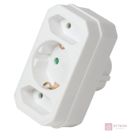 LogiLink Socket Adapter, 2x Euro and 1x Schuko, White