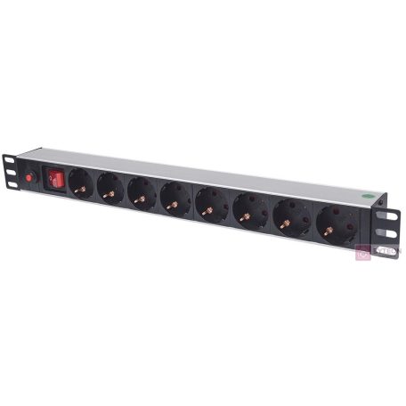 INTELLINET PDU 8x SCHUKO 19" 1U 3m kapcsolós Fekete