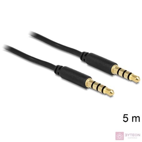 Delock Jack stereo 3,5mm (4pin) iPod/iPhone(3,4)/iPad 3Gen. M/M audio kábel 5m fekete