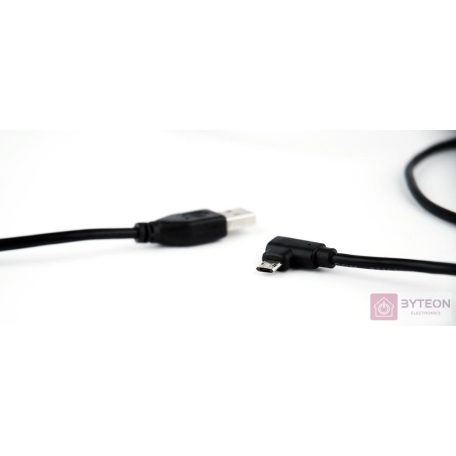 Gembird USB A -> USB 2.0 micro B M/M adatkábel 1.8m fekete 90°jobb