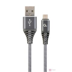   Gembird Premium cotton braided Micro-USB charging and data cable,1m,grey/white