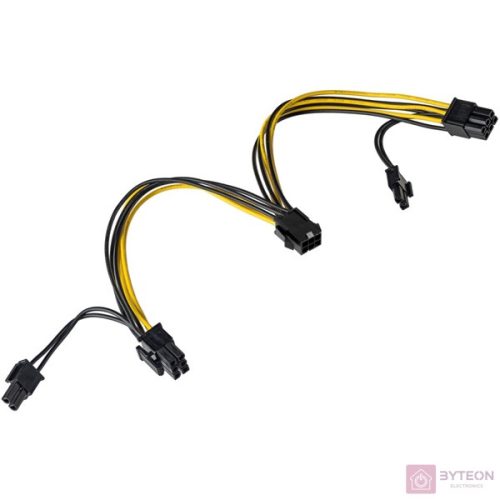 Akyga Power 6+2pin PCIe 2db Power 8pin PCI-E M/F adapter 0.2m