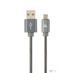   Gembird Premium spiral metal Micro-USB charging and data cable, 1m,metallic-grey