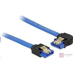 Delock SATA 3 F/F adatkábel 0.7m kék egyenes/90° bal