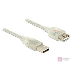 Delock USB 2.0 A M/F adatkábel hosszabbító 1m átlátszó