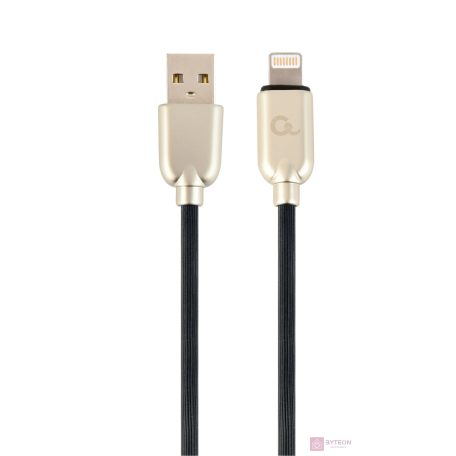 Gembird Premium rubber 8-pin charging and data cable, 2m, black