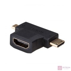   Akyga AK-AD-23 HDMI -> HDMI micro D HDMI mini C F/M adapter fekete