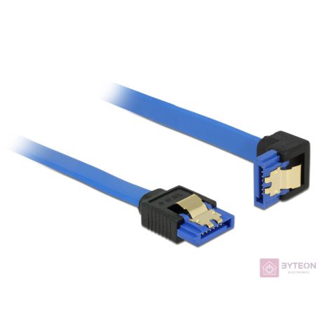 Delock SATA 3 F/F adatkábel 0.3m kék egyenes/90° le